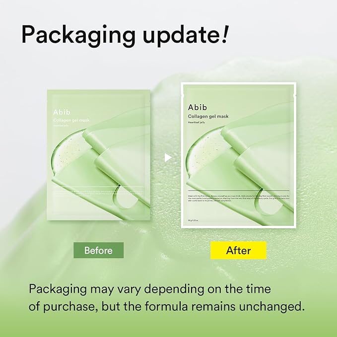 Abib Collagen Gel Mask Heartleaf Jelly 10 Sheets (Soothing) I Korean Vegan Collagen, Cooling Calming Hyaluronic Acid Hydrogel Face Mask Skin Care