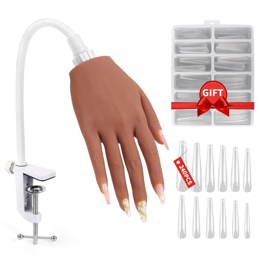 LIONVISON Practice Hand for Acrylic Nails, Silicone Nail Hand Practice, Flexible Fingers Fake Training Hand False Mannequin Hands for Nail Practice, Hand Model Kit for Nail Supplies Manicure Beginners