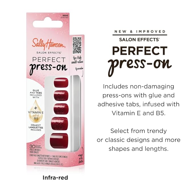 Sally Hansen Instant Cuticle Remover & Salon Effects Infra-Red Press On Nails Kit - 15 Second Gel Formula with Aloe
