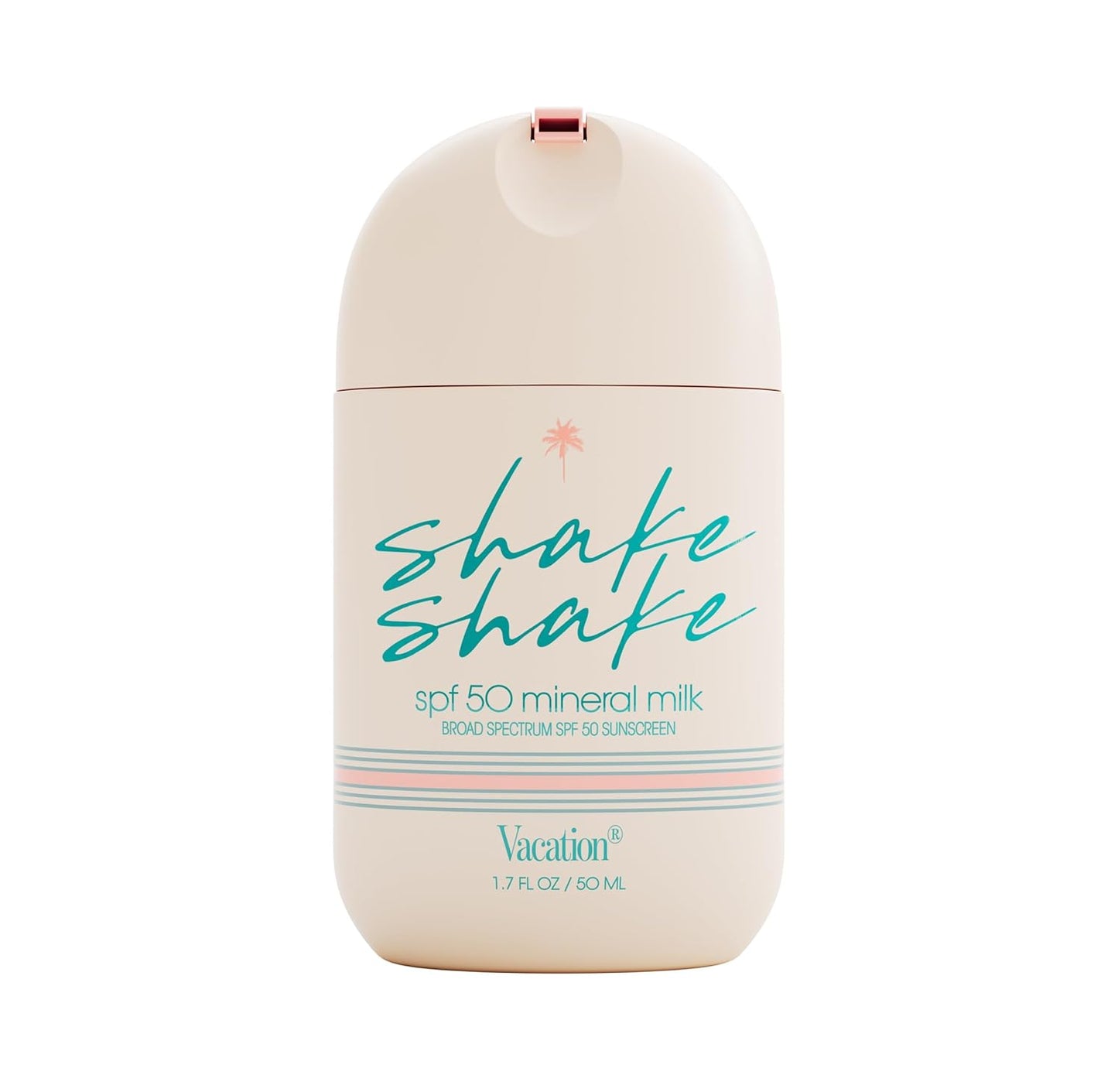Vacation Shake Shake SPF 50 Mineral Milk Face Sunscreen, Non-Comedogenic, Streak-Free, Water-Resistant Broad Spectrum Sun Block, Non-Nano Zinc Formula, Vegan, Moisturizer with SPF, 1.7 Fl. Oz.
