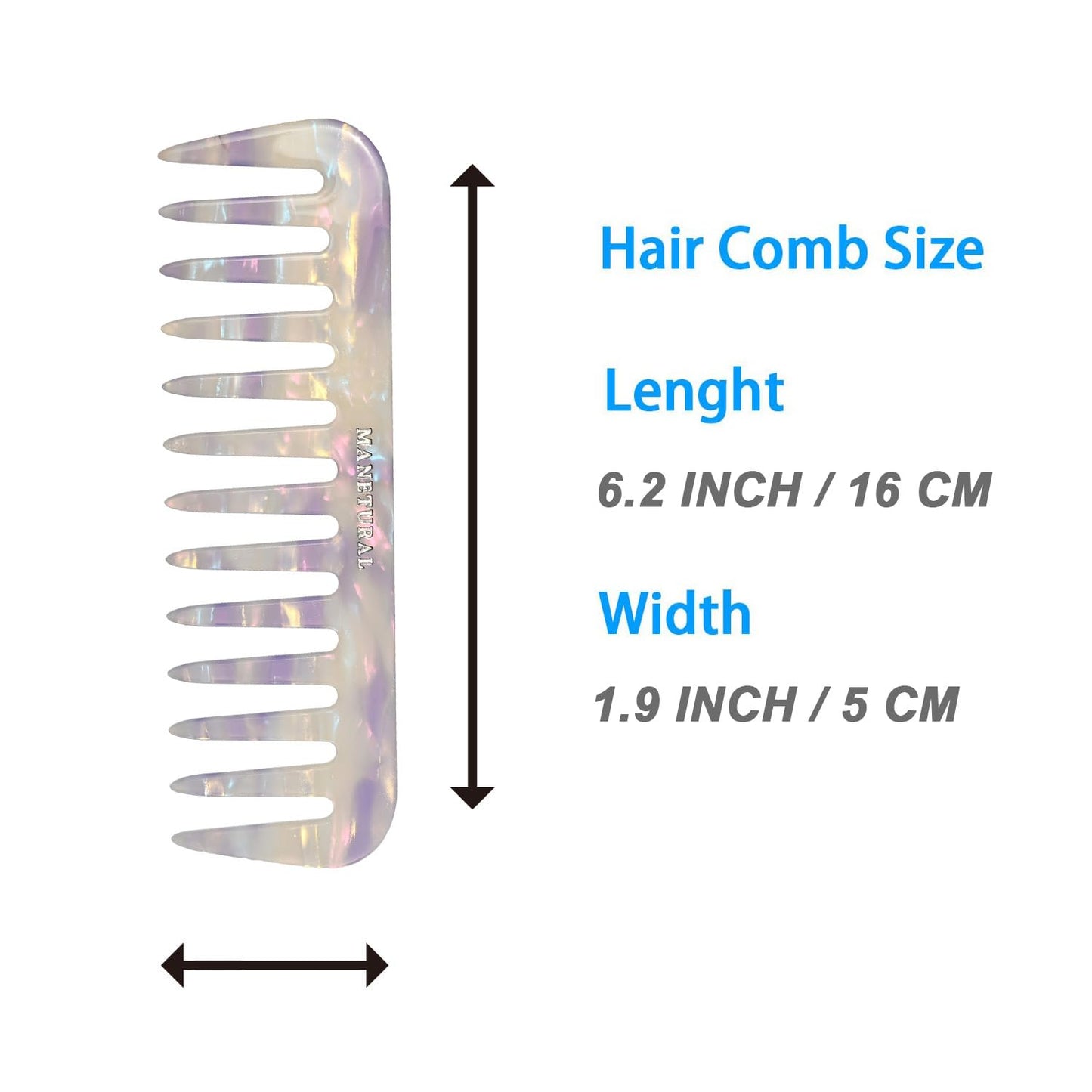 S1 Elegant Wide-Tooth Comb – Lightweight, Travel-Friendly, and Stylish Design for Tangle-Free Hair (White Purple)