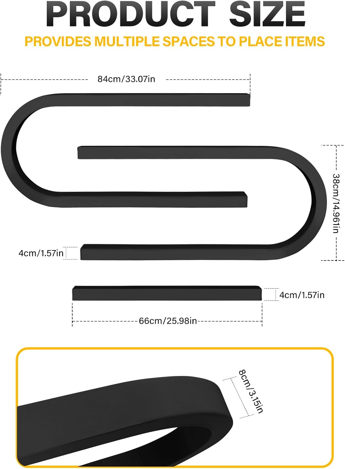 EBANKU 6PCS U Shape Nail Polish Racks Heavy Duty Nail Shelfs for Wall Nail Polish Display Rack Cosmetic Display Cases Nail Polish Organizer Wall Shelf for Home Spa Nail Salon(Black)