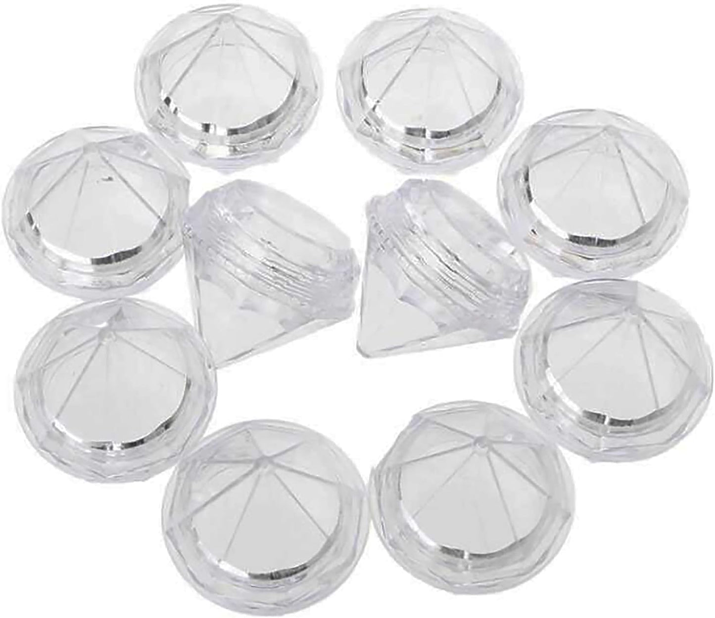 50 PCS 5 Gram Diamond shaped Clear Jars Empty Refillable Cosmetic Sample Jars Makeup Plastic Jar with Lid Cosmetic Trial Case Compact Storage Box for Lotion Creams Eyeshadow Nails Powder
