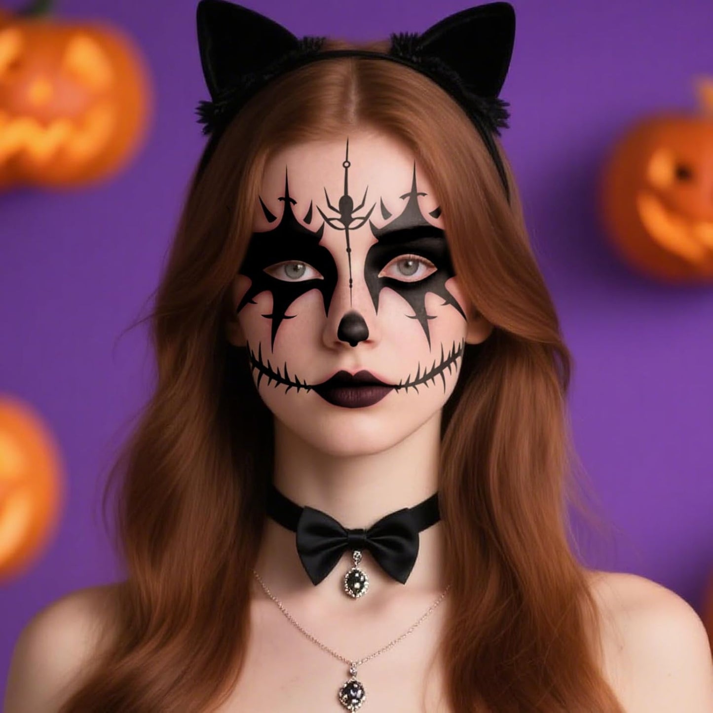 Halloween Face Tattoo Stickers, Spooky Temporary Tattoo Decals, Face Tattoos,Halloween Makeup Sticker Tattoos,Halloween Face Tattoo Sticker Art for Women Adults Kids 8Pcs