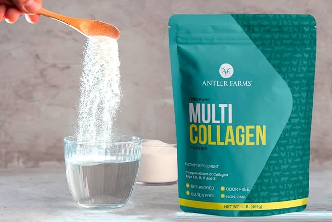 Antler Farms - Multi Collagen Protein Powder - 5 Types (I, II, III, V, and X) 100% Pure Hydrolyzed Collagen Peptides for Men and Women - Bioavailable, Rapid Absorption - Unflavored - 1 lb