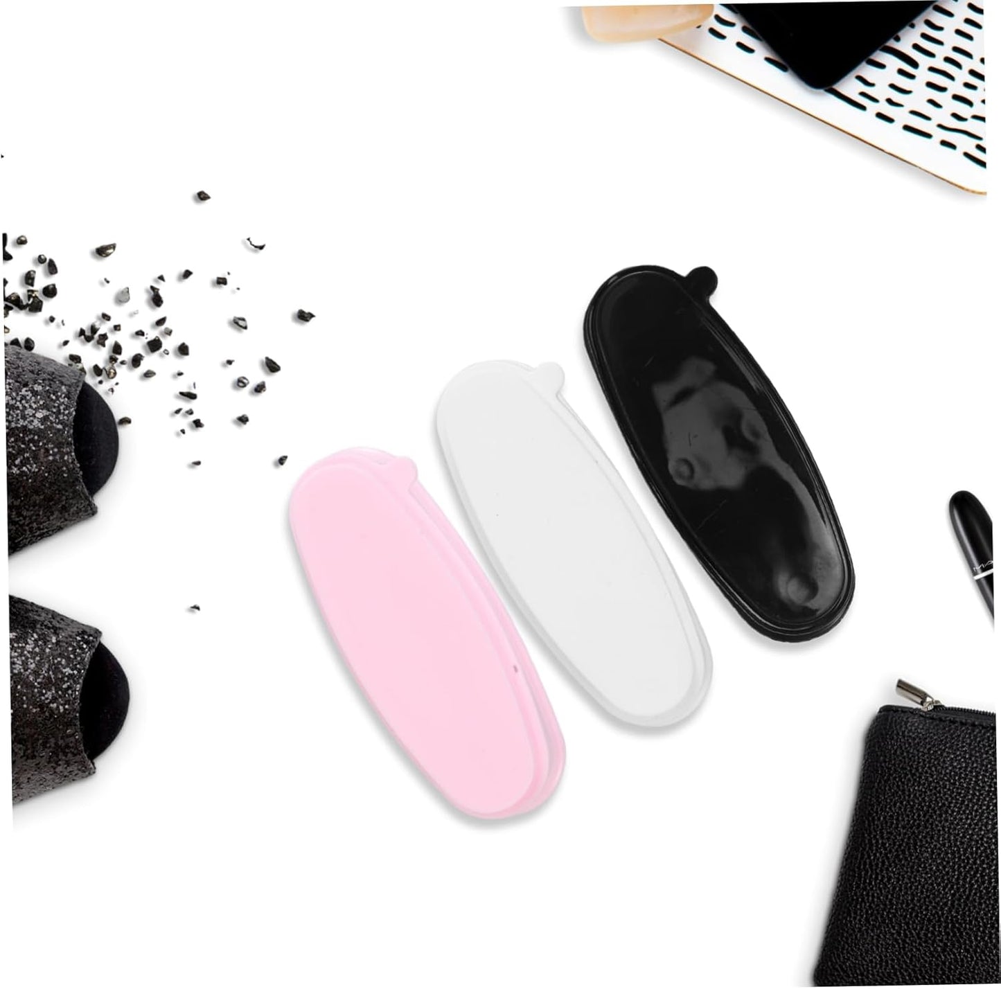 MERRYHAPY 3Pcs Nail Dip Powder Recycling Tray with French Tip Mold Compact Sanitary Durable Nail Art Organizer for Glitter Rhinestones and Excess Powder Storage