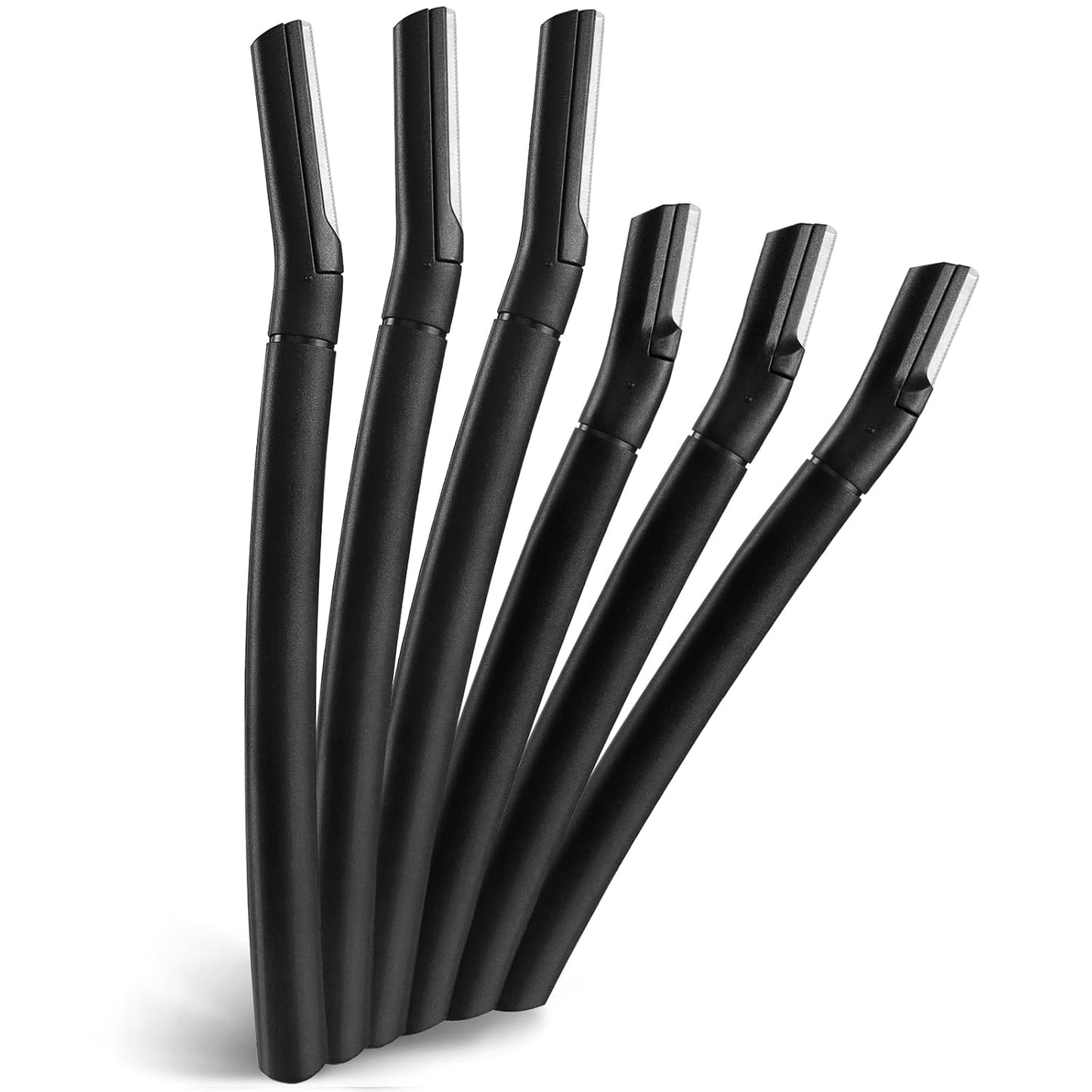 6 PCS Eyebrow Razor Set Face Razor for Women and Men, Multipurpose Dermaplaning Tool, Eyebrow Hair Trimmer, Face Shaver with Protective Cover, 3 Pcs Long Handles and 3 Pcs Short Handles (Black)