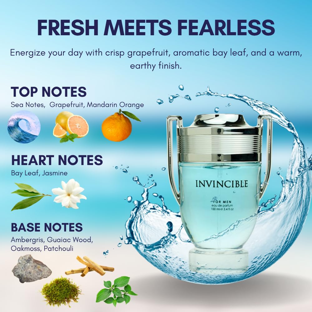 Perfume for Men – INSPIRED by A WORLD RENOWNED MEN’S PERFUME - Grapefruit, Cool Ocean Breeze, Jasmine, Patchouli – Fresh, Aquatic, Bold, Long-Lasting Eau De Parfum 100ml (3.4 fl oz)