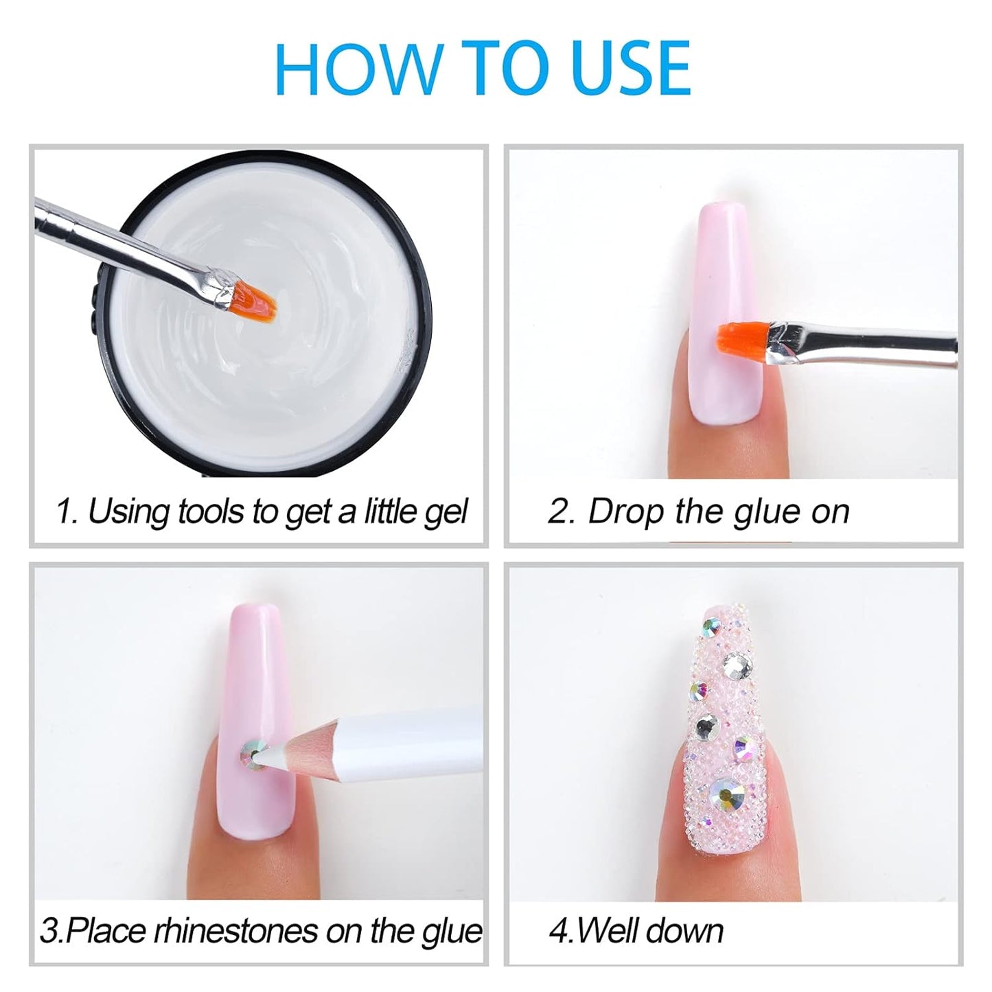 Nail Art Rhinestones HUETFAT 2400 Pcs Flatback Rhinestones Gems Stones Round Crystal Royal Blue 6 Sizes (1.9-4.5 mm) with Storage Organizer Box Wax Pencil Tweezers for Nail Art craft（Sapphire）