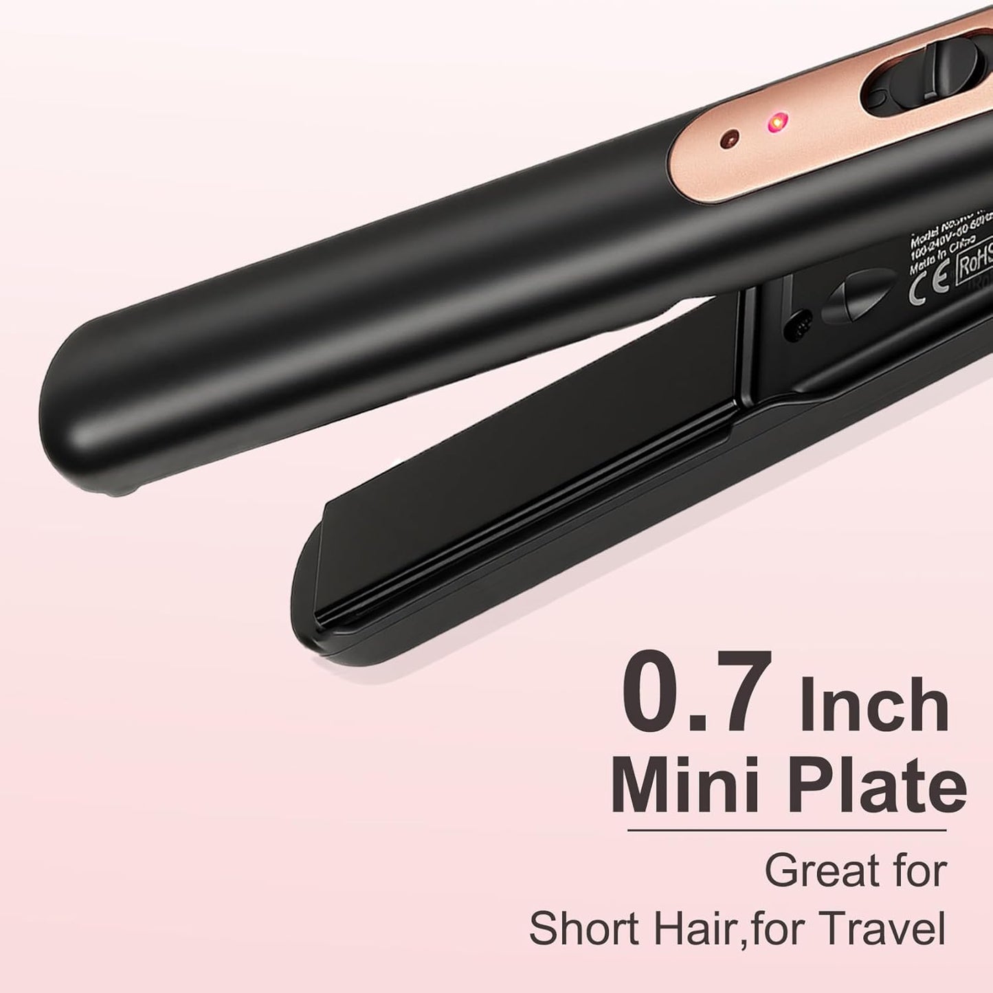 JAETON Small Flat Iron 0.7 Inch Mini Hair Straightener and Curler 2 in 1, 30S Heat-up, Dual Voltage Travel Curling Iron, for Short Hair, Bangs, Pixie Cut, Beard