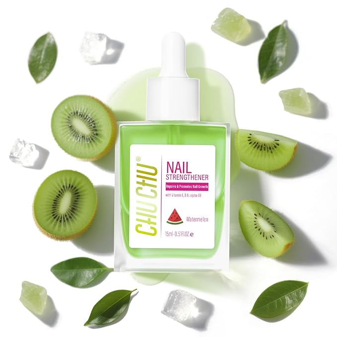 CHUCHU Nail Strengthener - Kiwi Scent Nail Repair Growth Moisturizing Treatment - Natural Jojoba Vitamin B & E Cuticle Oil for Dry Cracked Nails