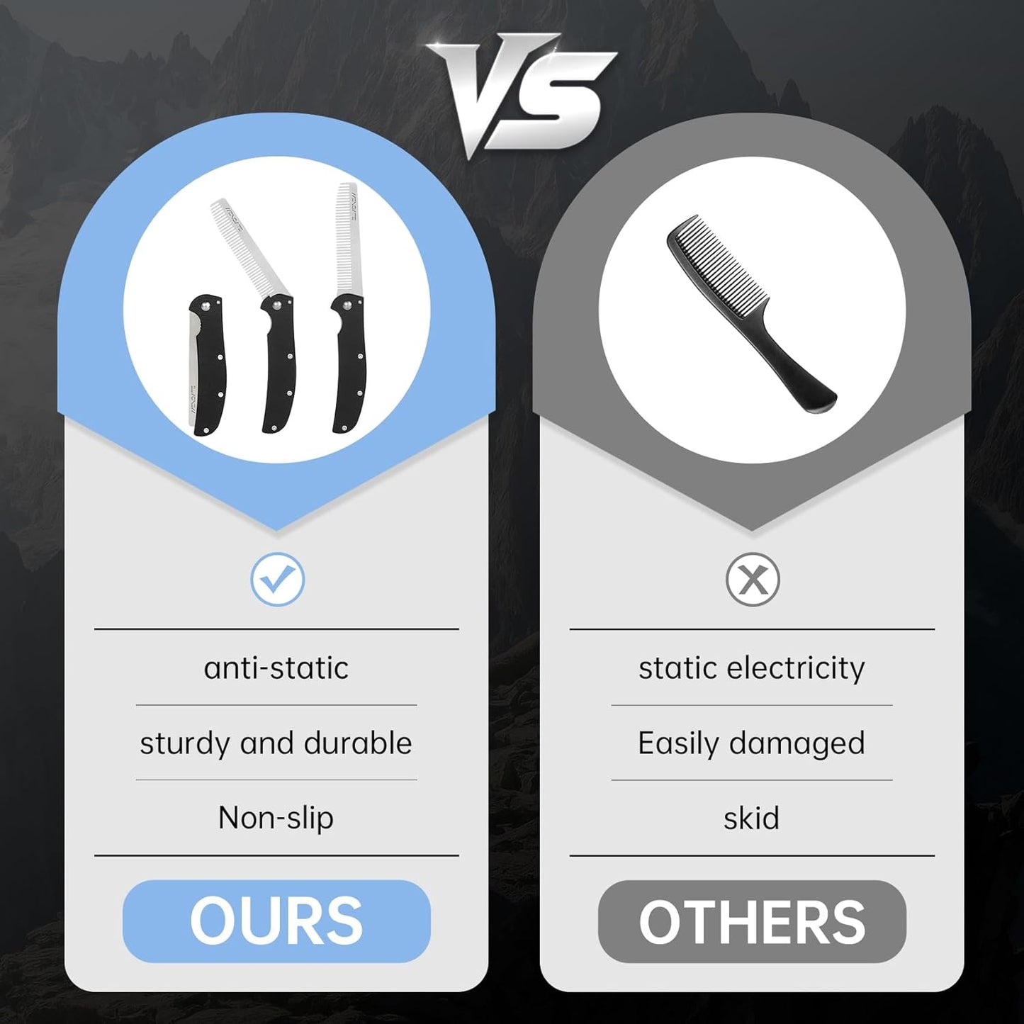 Folding Pocket Comb for Men - Stainless Steel Travel Hair & Beard Styling Tool, Compact 180° Rotating Design, Smooth Rounded Teeth, Portable Grooming Comb