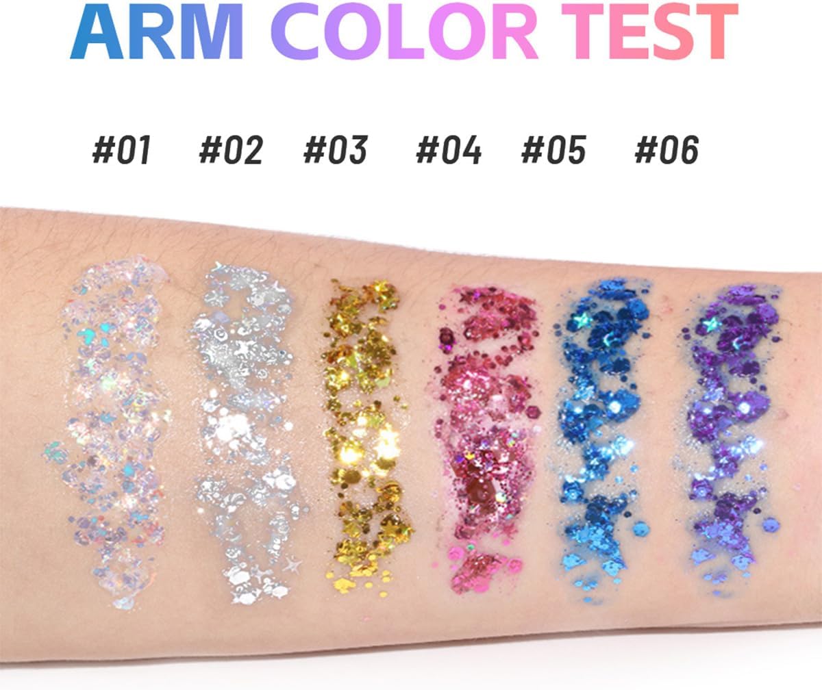 2Pcs Blue and Pink Body Glitter Stick,Face Hair Glitter Christmas Makeup,Sparkly Mermaid Sequins Hair Glitter,Waterproof Sparkle Festival Rave for Women and Girls