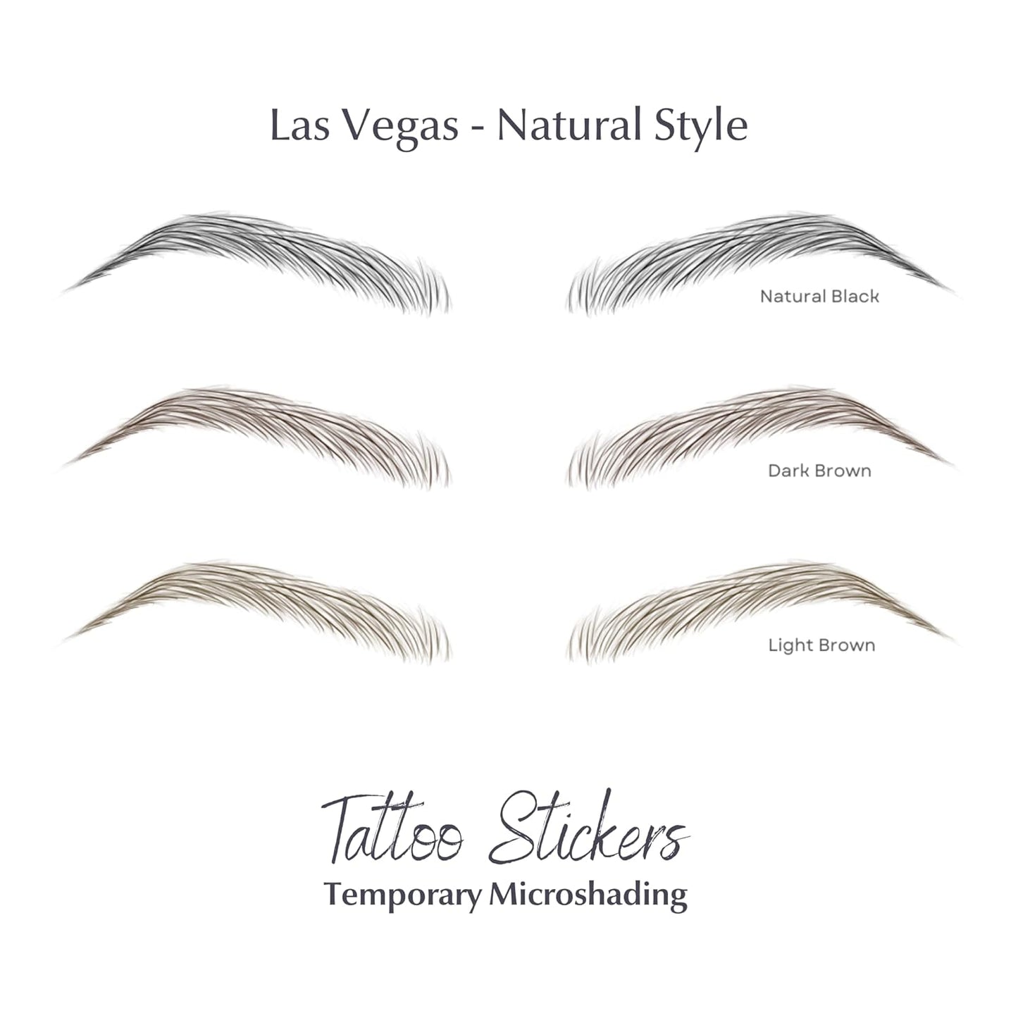 Bliss and Beyond USA, 2 sheets eyebrow tattoo waterproof sticker, Long Lasting, Natural Looking Eyebrow for Alopecia, Chemo, Cancer gift. Same Size eyebrow tattoos (Natural Las Vegas, Light Brown)