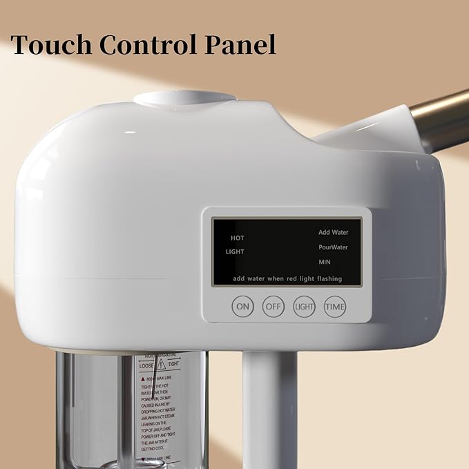 Facial Steamer with Magnifying Lamp, Face Steamer for Esthetician, 2 in 1 Facial Steamer Professional, Face Steamer for Facial Deep Cleaning（White）.