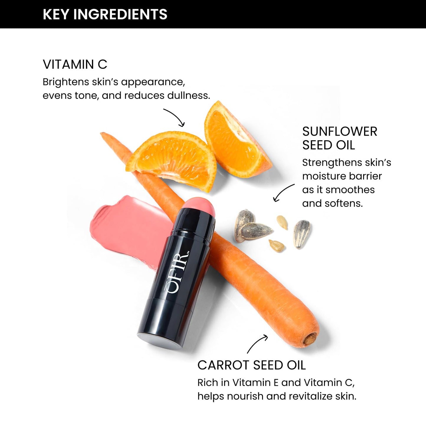 OFIR Cheek Tones Vitamin C Blush Stick | Buildable, Hydrating, Lightweight, Vegan Cream Blush Stick | Non-Transfer, Radiant Finish, Skin-Loving Formula | Dragonfruit - Deep Magenta | 0.21 oz