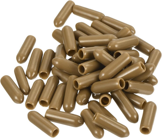 uxcell 50pcs Rubber End Caps 3.5mm(1/8 inch) ID Vinyl PVC Round Tube Bolt Cap Cover Screw Thread Protectors Light Brown