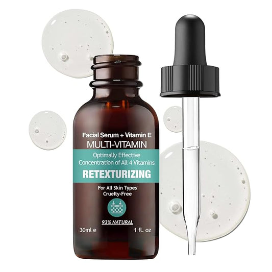 MADE IN USA NATURAL MULTI VITAMIN Facial Serum for Retexturizing Glowing Healthy Face Skin Antioxidants with Vitamin B C E K Concentration 30ml 1 fl oz - PURIFECT - Non Irritating Formula