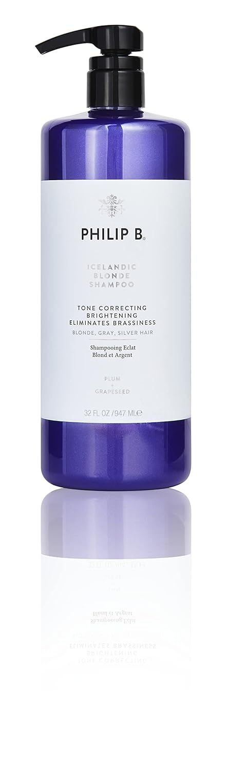 PHILIP B Icelandic Blonde Shampoo, 32 fl. oz. (947 ml) - Tone Correcting, Brightening, Eliminates Brassiness, For Blonde, Gray or Silver Hair