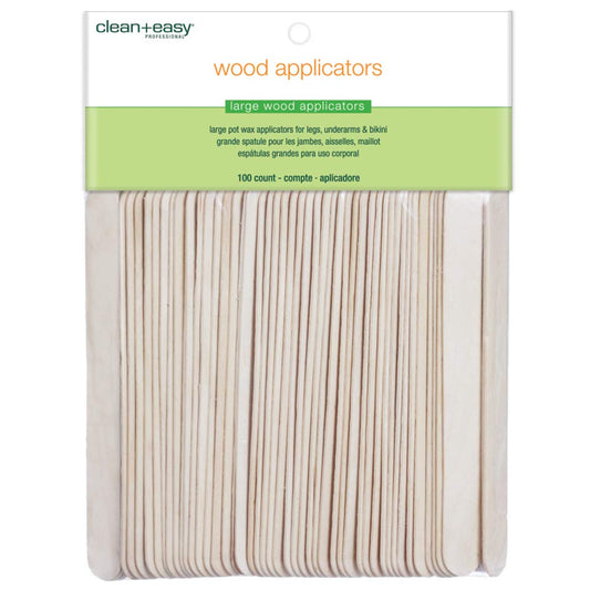 Clean + Easy Large Wooden Wax Stick Applicator – Waxing Sticks for Hair Removal on Body, Legs, Arms, Chest & Back – Disposable Spatula for Salon & At-Home Use, 100 Count