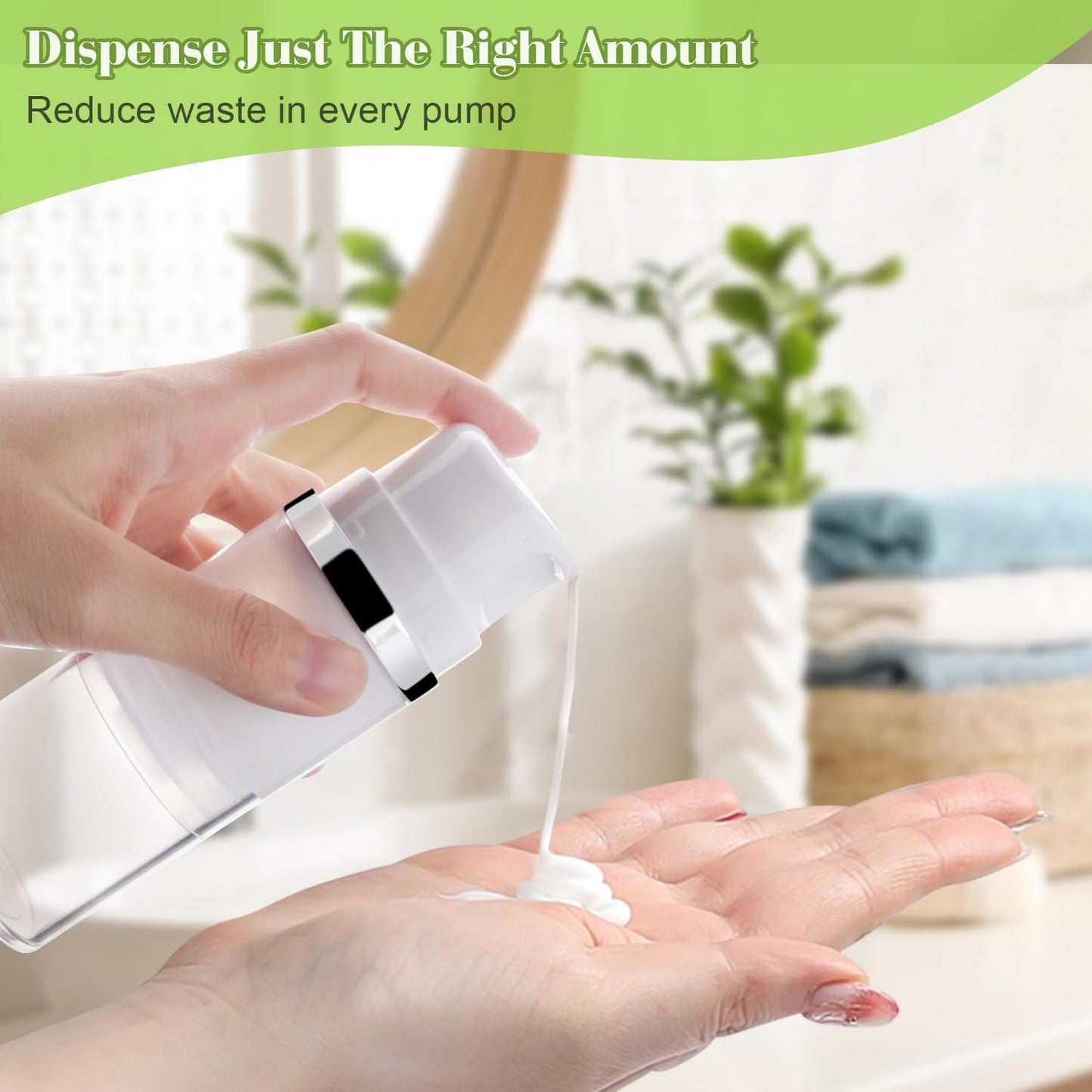 4 Pcs 100ml/3.4oz Airless Pump Jar Refillable Vacuum Pump Dispenser Bottles Travel Cosmetic Containers for Lotion Essence Shampoo Toiletries