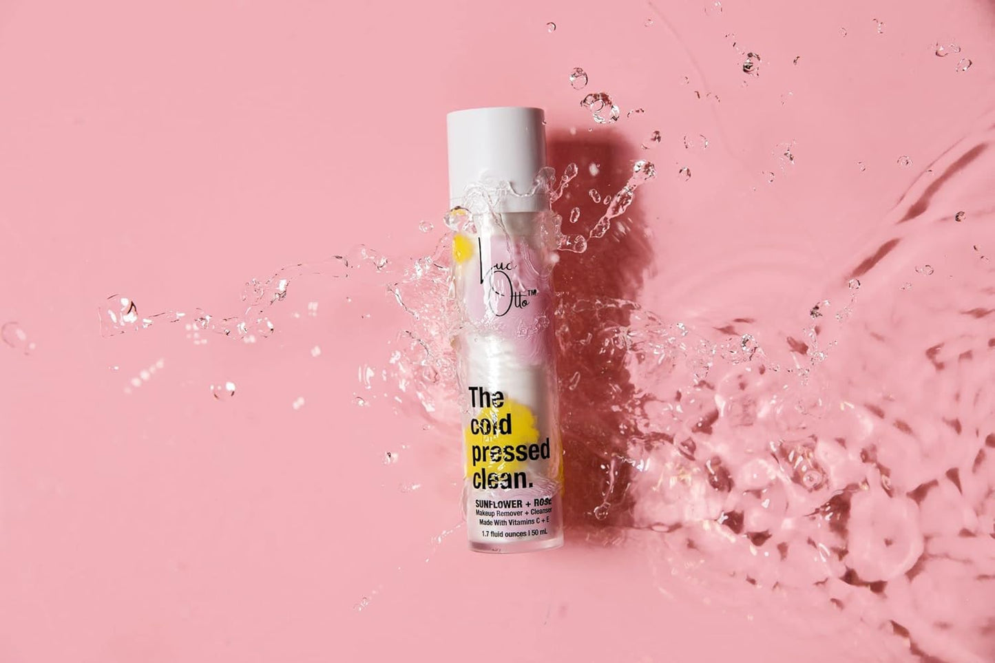 The Cold Pressed Clean Oil Cleanser for Softer Skin - Gentle Double Cleanse and Makeup Remover - Sunflower and Rose Oil with Vitamin C and Vitamin E