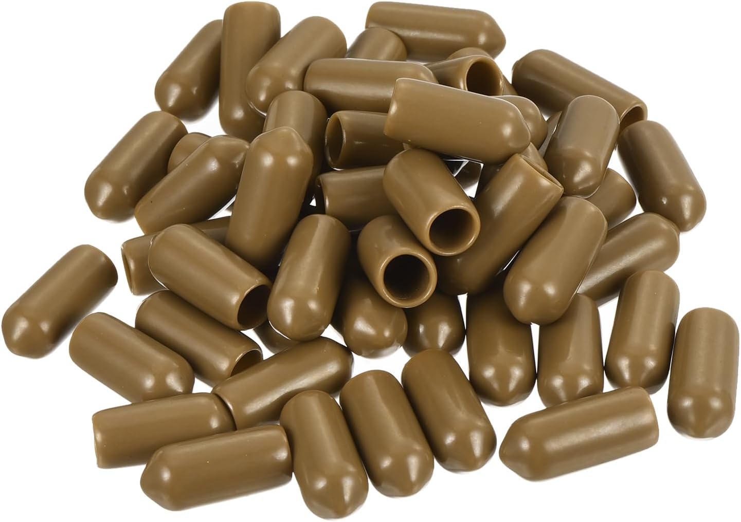 uxcell 50pcs Rubber End Caps 6mm(1/4 inch) ID Vinyl PVC Round Tube Bolt Cap Cover Screw Thread Protectors Light Brown