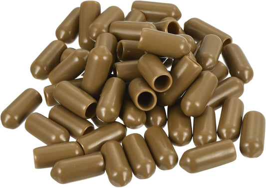 uxcell 50pcs Rubber End Caps 6mm(1/4 inch) ID Vinyl PVC Round Tube Bolt Cap Cover Screw Thread Protectors Light Brown