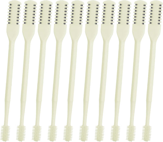 10 PCS 2-in-1 Nasal Hair Cutter,Double Sided Nose Hair Knife,Upgrade Double Sided Nose Hair Knife,Nasal Hair Cutter for Men Women, Soft Cleaning Brush (Beige)