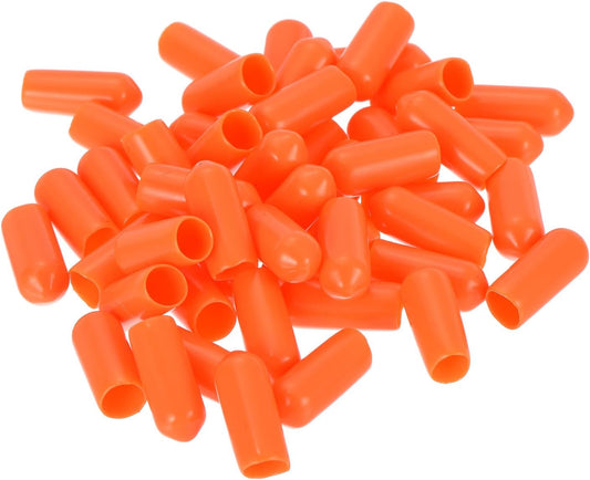 uxcell 50pcs Rubber End Caps 6mm(1/4 inch) ID Vinyl Round Tube Bolt Cap Cover Screw Thread Protectors Orange