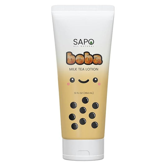 Boba Lotion with Aloe & Vitamin E - Gentle, Hydrating & Moisturizing For Hands, Body, Face & Kids - Caramel Milk Tea Scent, 12 Fl Oz