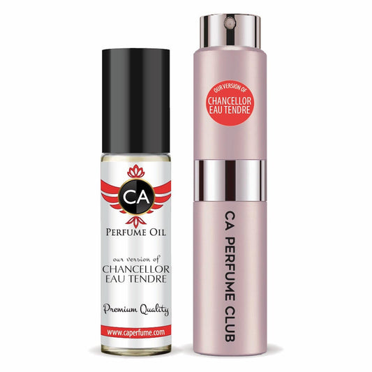 CA Perfume Duo Impression of Chancellor Eau Tendre For Women Perfume Layering Set Long Lasting Travel Size EDP + Body Oil Roll-On Bottle 0.27 Fl Oz+0.33 Fl Oz