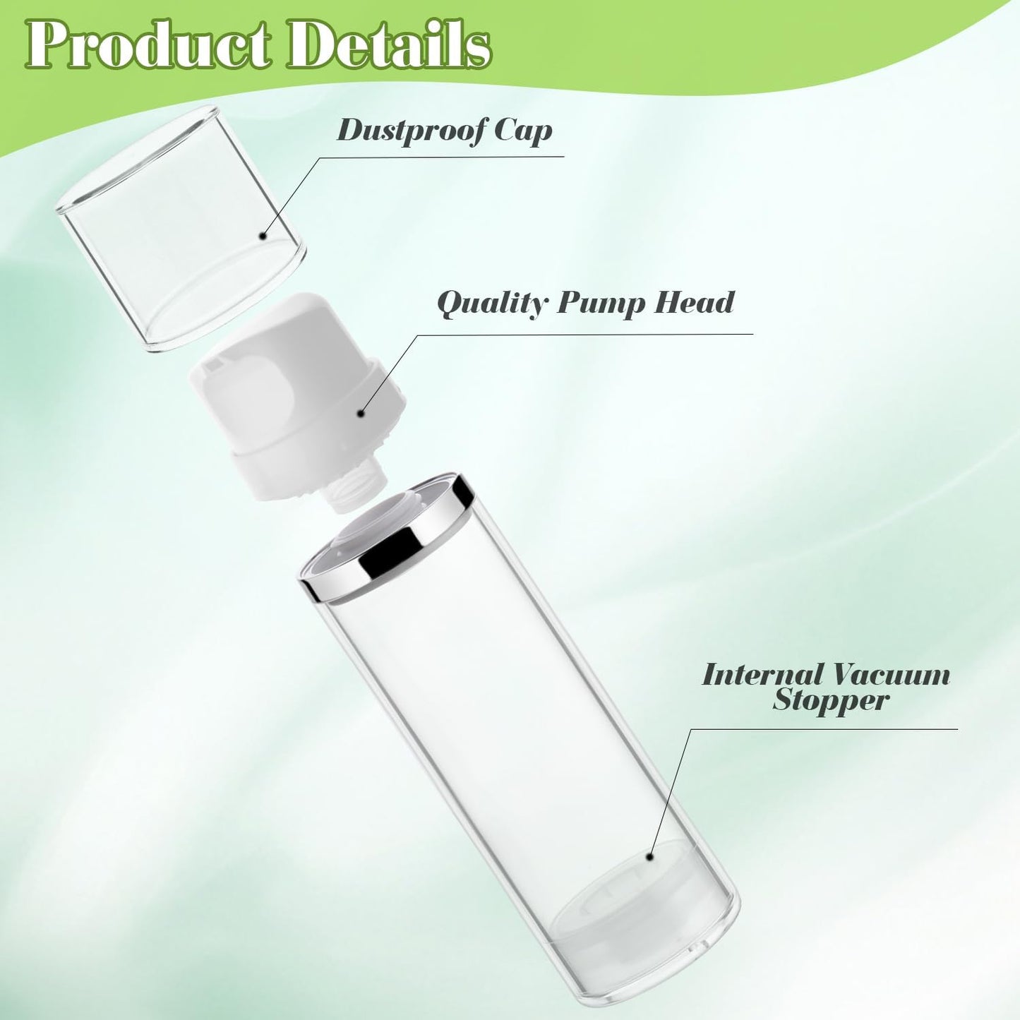 4 Pcs 150ml/5oz Airless Pump Jar Refillable Vacuum Pump Dispenser Bottles Travel Cosmetic Containers for Lotion Essence Shampoo Toiletries (Pack of 2)