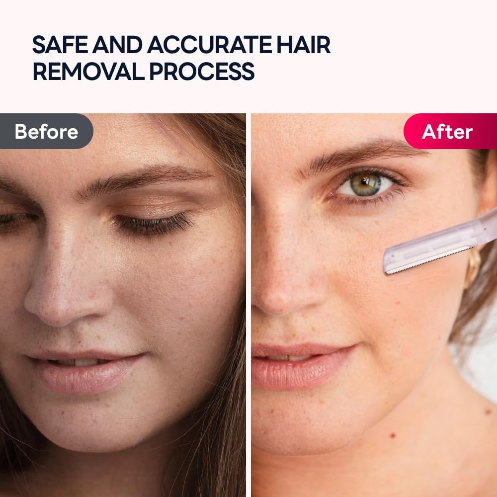 Dermaplane Razor for Women, Dermaplaning Tool - Face Razors for Women and Men, Eyebrow Trimmer and Facial Hair Removal Shaver, Gentle Exfoliation Blades Epilator for Men (3 Count)