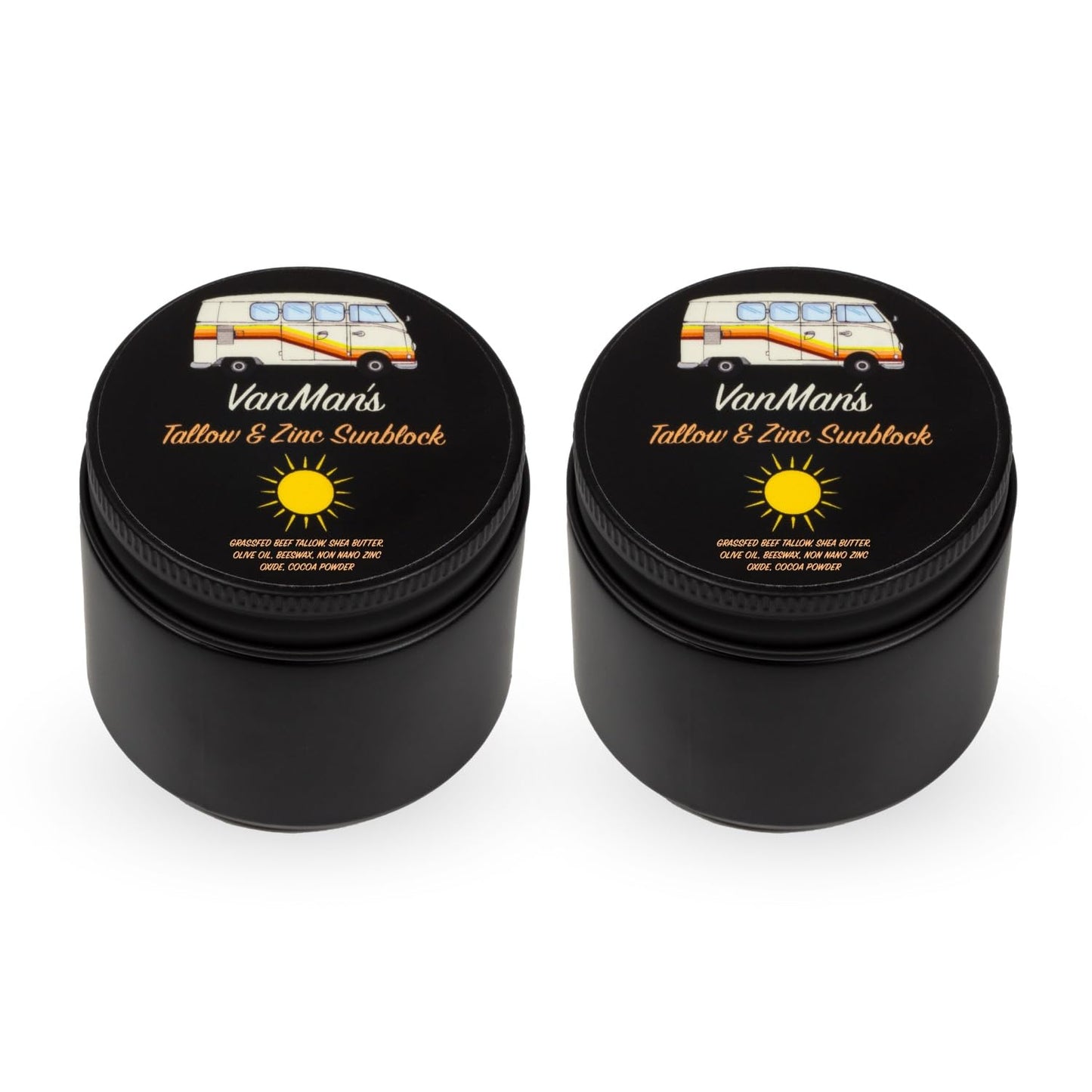 Tallow & Zinc SunBlock (2 pk) 2.8 ounce Water Resistant 20 SPF Sunscreen w/Organic Olive Oil, Beeswax, & More - Sun Screen Protector for Face and Body - Mineral Sunscreen w/Non-Nano Zinc Oxide Barrier