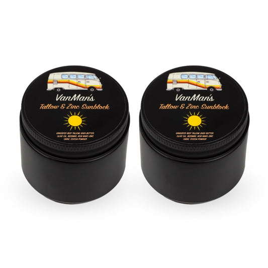 Tallow & Zinc SunBlock (2 pk) 2.8 ounce Water Resistant 20 SPF Sunscreen w/Organic Olive Oil, Beeswax, & More - Sun Screen Protector for Face and Body - Mineral Sunscreen w/Non-Nano Zinc Oxide Barrier