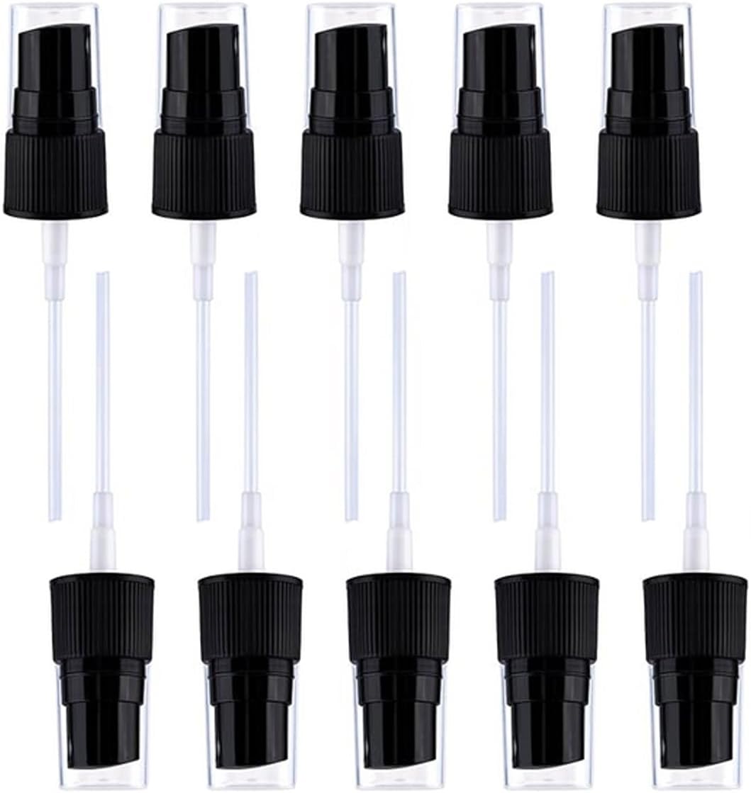 10 Pcs Spray Bottle Top, Nozzle Sprayer Tops, Replacement Pump for Essential Oil Bottles, Dispenser Caps Fine Mist Sprayer for Cosmetic (18/410 Cap Size) black