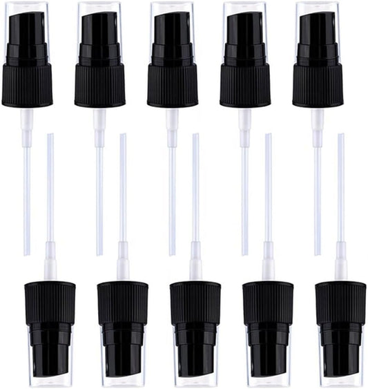 10 Pcs Spray Bottle Top, Nozzle Sprayer Tops, Replacement Pump for Essential Oil Bottles, Dispenser Caps Fine Mist Sprayer for Cosmetic (18/410 Cap Size) black
