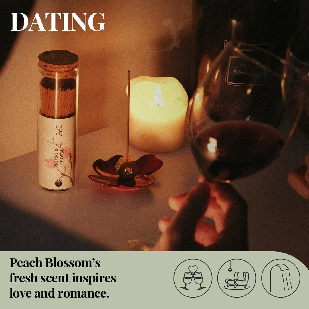 Romance & Calm - Innergy Peach Blossom Incense Sticks, Natural Floral Blend for Self-Love, 150 Sticks