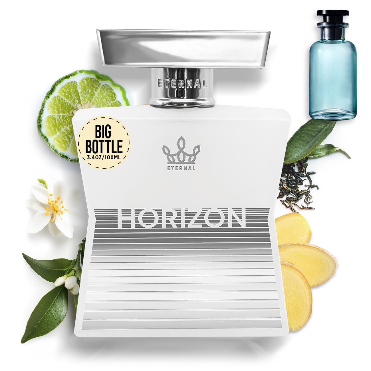 Eternal Horizon - Inspired by Iconic Ginger Black Tea Perfume - 3.4 oz (100ml) - EDP - Long-lasting - Clean Ingredients - Unisex Perfume for Men & Women - 2000 sprays per bottle