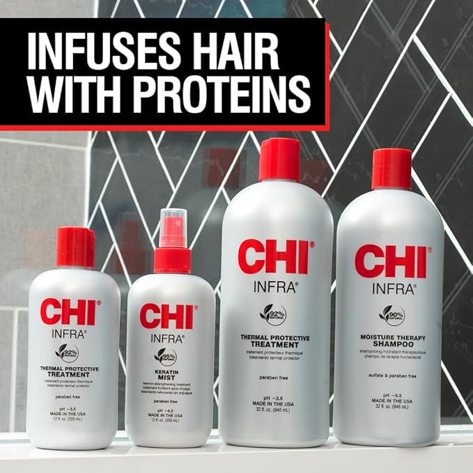 CHI Infra Thermal Protective Treatment, Hair Serum For Protecting Color & Adding Superior Shine & Softness, Hydrating Formula, Sulfate-free, 12 Oz