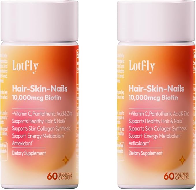 Biotin 10000 mcg with Zinc, Vitamin C & Calcium Pantothenate – Supports Healthy Hair Growth, Strong Nails & Glowing Skin for Women & Men | Made in The USA | 120 Vegan Capsules (4 Months Supply)