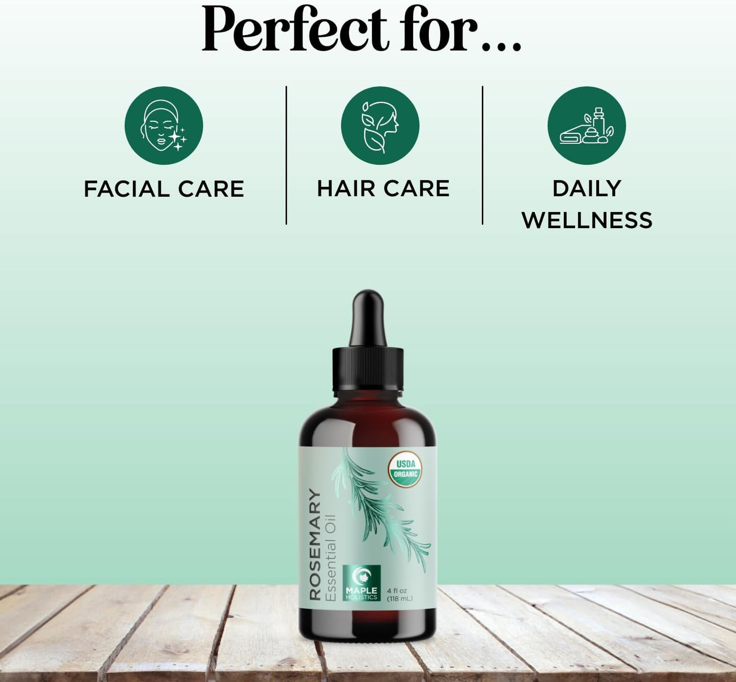 Certified Organic Rosemary Oil for Hair - Extra Large 100% Pure USDA Organic Rosemary Essential Oil for Hair Skin and Nails - Oil for Dry Scalp Treatment and Enhanced Volume and Shine