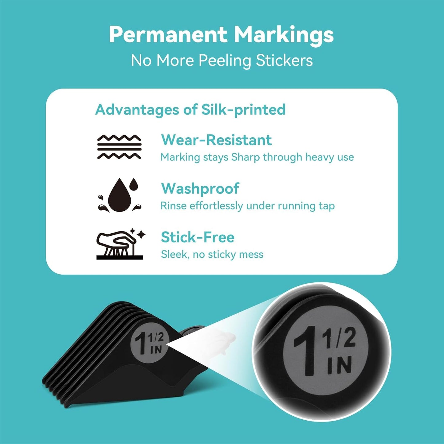 Clipper Guards Set 16 14 12 10 Compatible with Most Wahl Clippers, Clipper Guides Replacement - 1.25" to 2", 4 Piece Set, Black Color