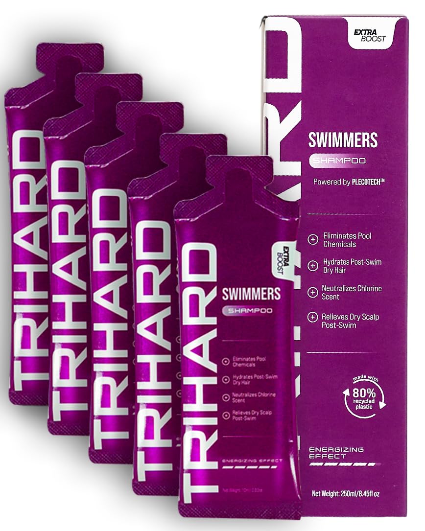 TRIHARD Chlorine Removal Swim Shampoo Travel Size, Cleanse and Hydrate Hair from Pool and Ocean, Post Swim Chlorine and Hard Water Hair Protection Travel Essentials (Pack of 25)