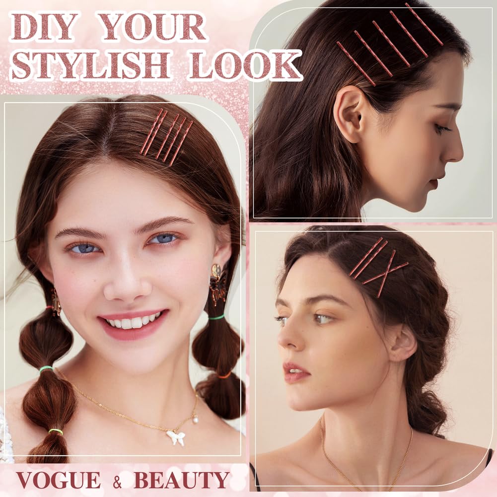 Reddish Brown Bobby Pins 330 Ct, YINGFENG 2.2Inch High Gloss Bobby Hair Pins for Styling, Comfortable, Lock In Style, Pain Free Hair Accessories for Women & Men, All Hair Types