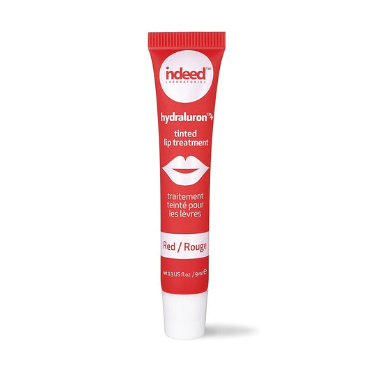 INDEED LABS Hydraluron + Tinted Lip Treatment, Hydrating Anti-Aging Lip Balm Treatment for Smooth Lips with Natural, Subtle Color, 9ml (Red)