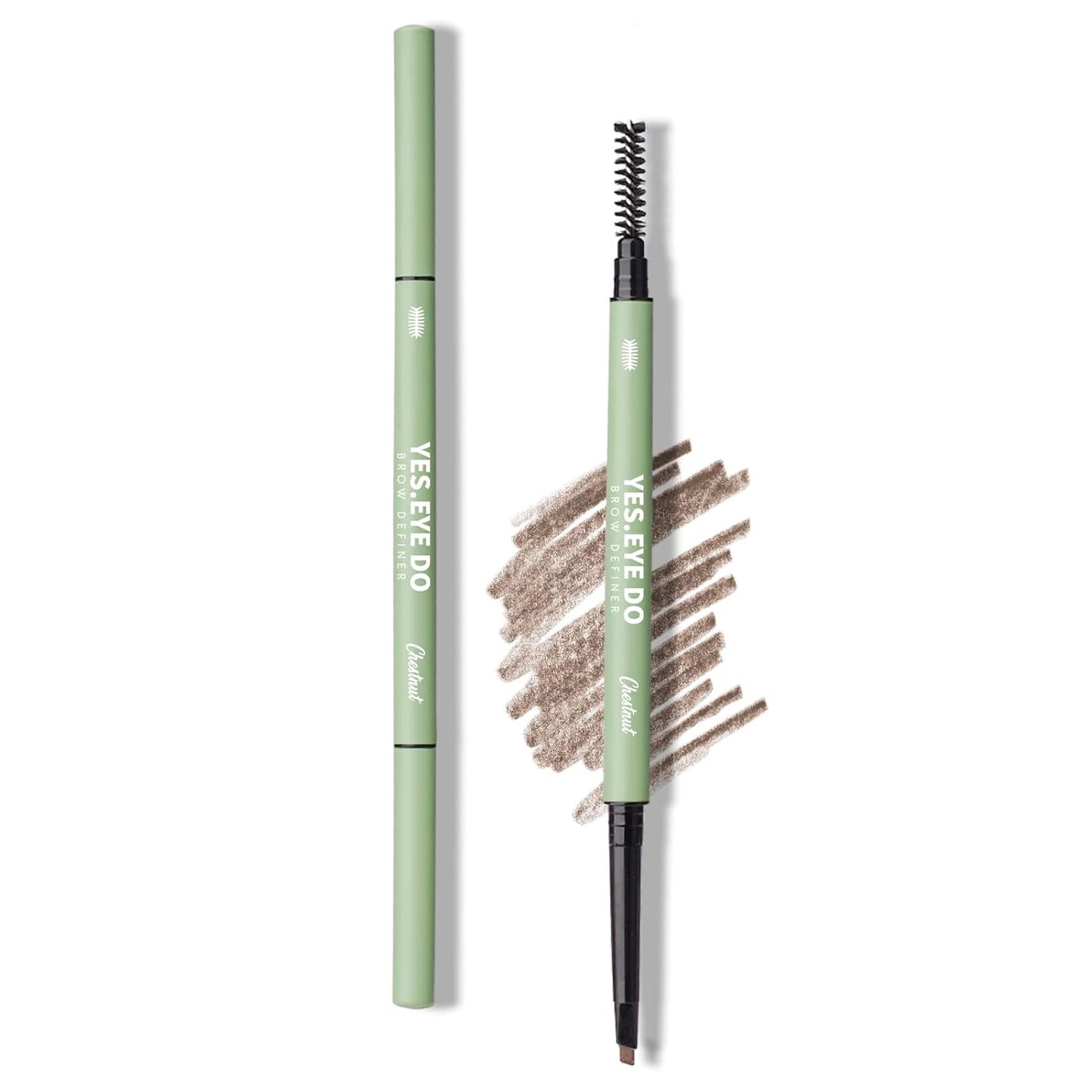 Medium Brown Eyebrow Pencil, Ultra Slim Eyebrow Pencil Brown Long Lasting, Waterproof Micro Fine Triangle Tip Double Head Brow Sculptor for Natural Makeup Look, Chestnut, YES.EYE DO