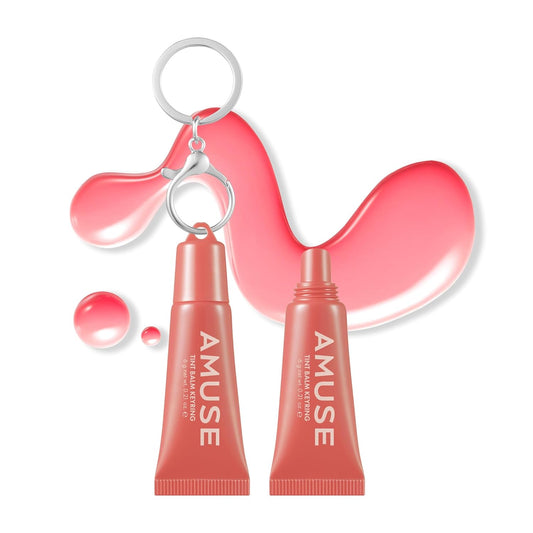 Amuse SEOUL Care Tint Lip Balm Keyring (04 Watermelon) | Hydrating Lip Balm + Keychain, Rice Extract & Multi-Peptide Complex, Clear Glossy Finish | 0.21 oz
