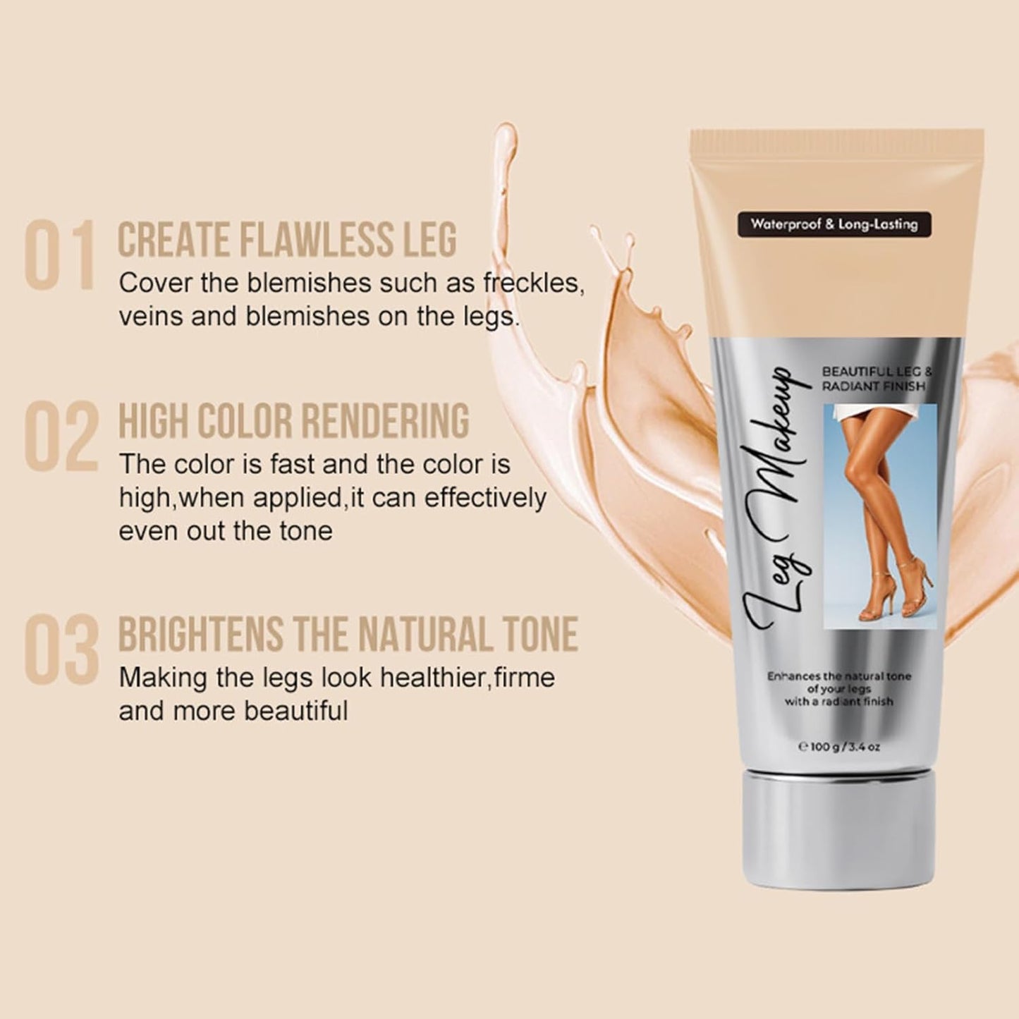 Leg Makeup Waterproof No Transfer, Tattoo Cover Up Makeup Waterproof, Body Makeup Waterproof No Transfer, Long Lasting Body Foundation For Flawless Skin, For All Skin Types (#01 Natural)